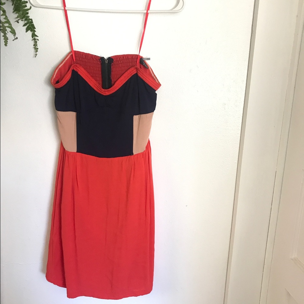 Sparkle & Fade Strapless Color Block Dress