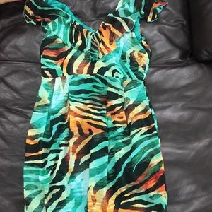 Bisou Bisou Teal Jungle Dress - size 10