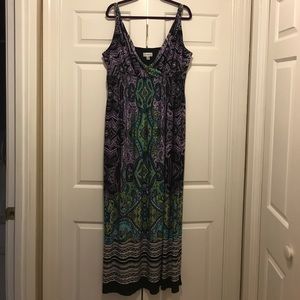 Full length, lined tank dress with adj. straps