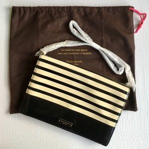 Kate Spade Black Cream Stripe Patent Leather Purse