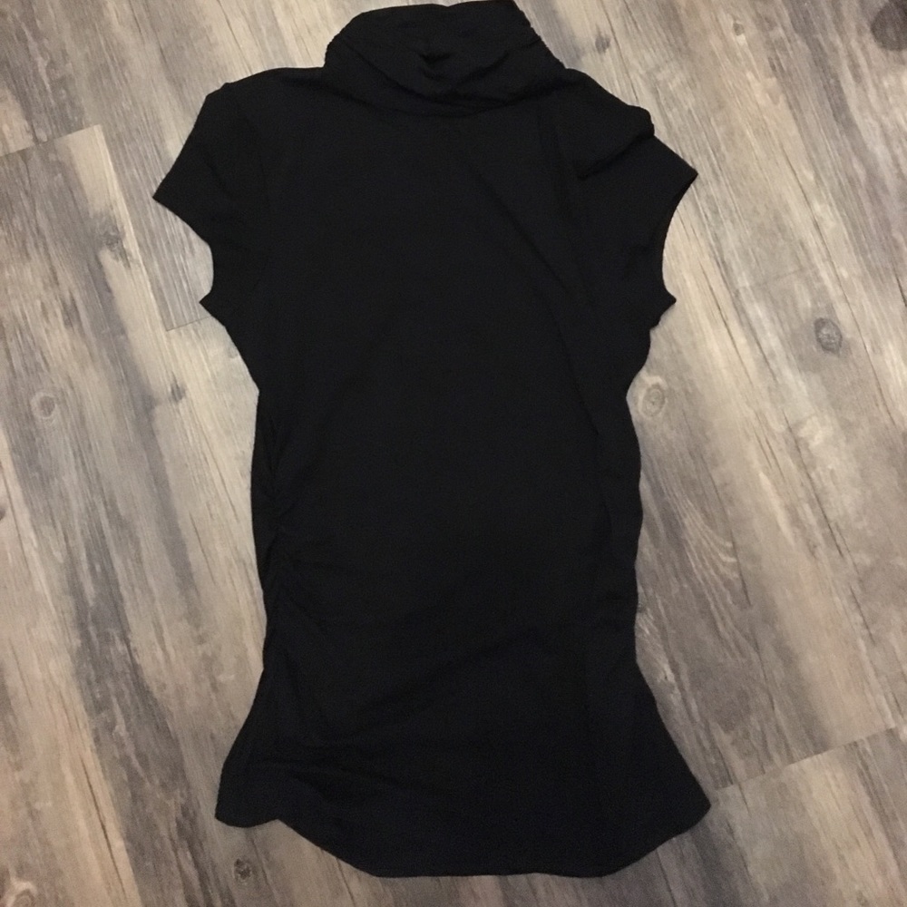 Ruched black turtleneck tee. Vince Camuto. NWT!