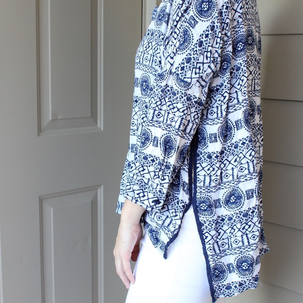 Blue Printed Button Down - Picture 4 of 4