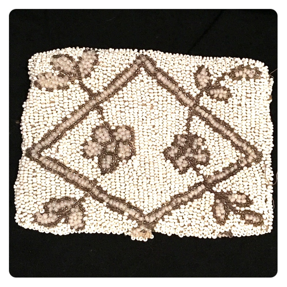 Antique 1920's Handmade Seed Bead Belt Coin Purse