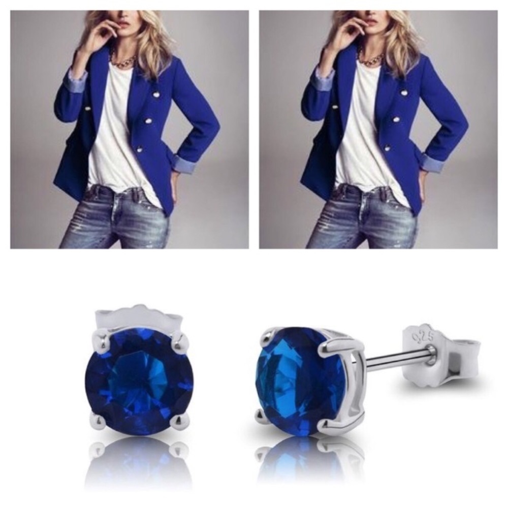 Cristi Dark Blue Cubic Zirconia Studs