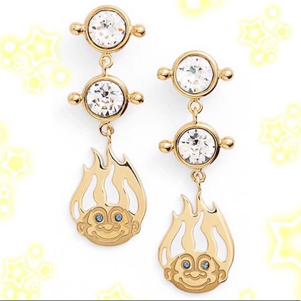 JIWINAIA treasure troll gold and crystal earrings!