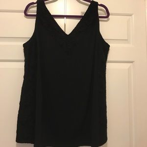 Black dressy tank or cami with lace-like detail