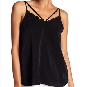 Scalloped neck black tank by RO & DE. Size  small!