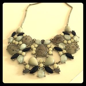 Gray and blue statement necklace