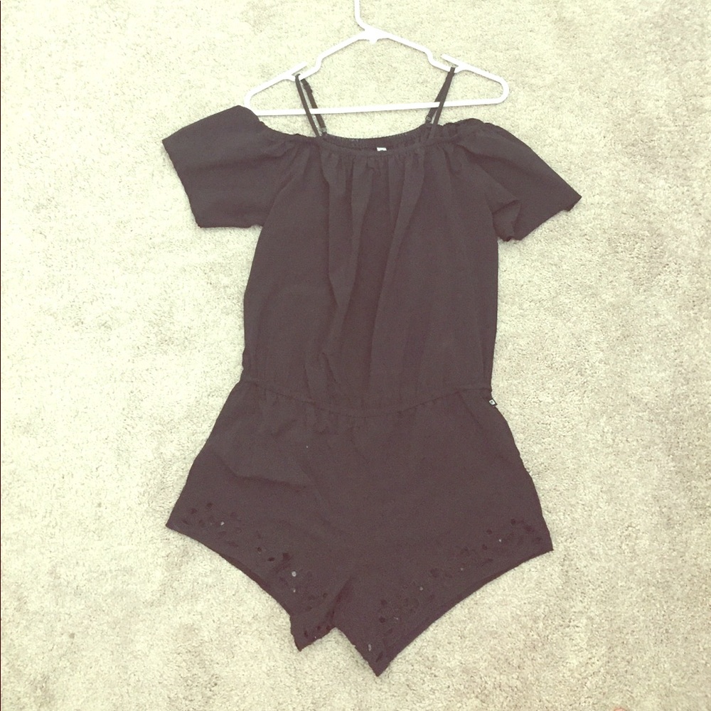 Black off-the-shoulder romper