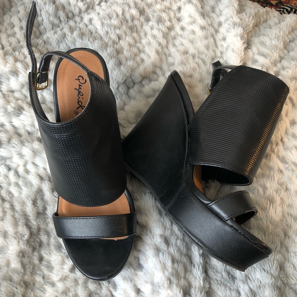 Black platform wedges
