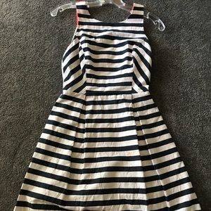 Navy blue and white striped dress