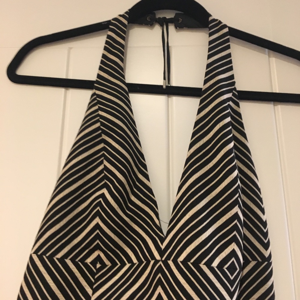 Beige and black design dress