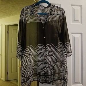 JM Collection Printed Sheer Blouse