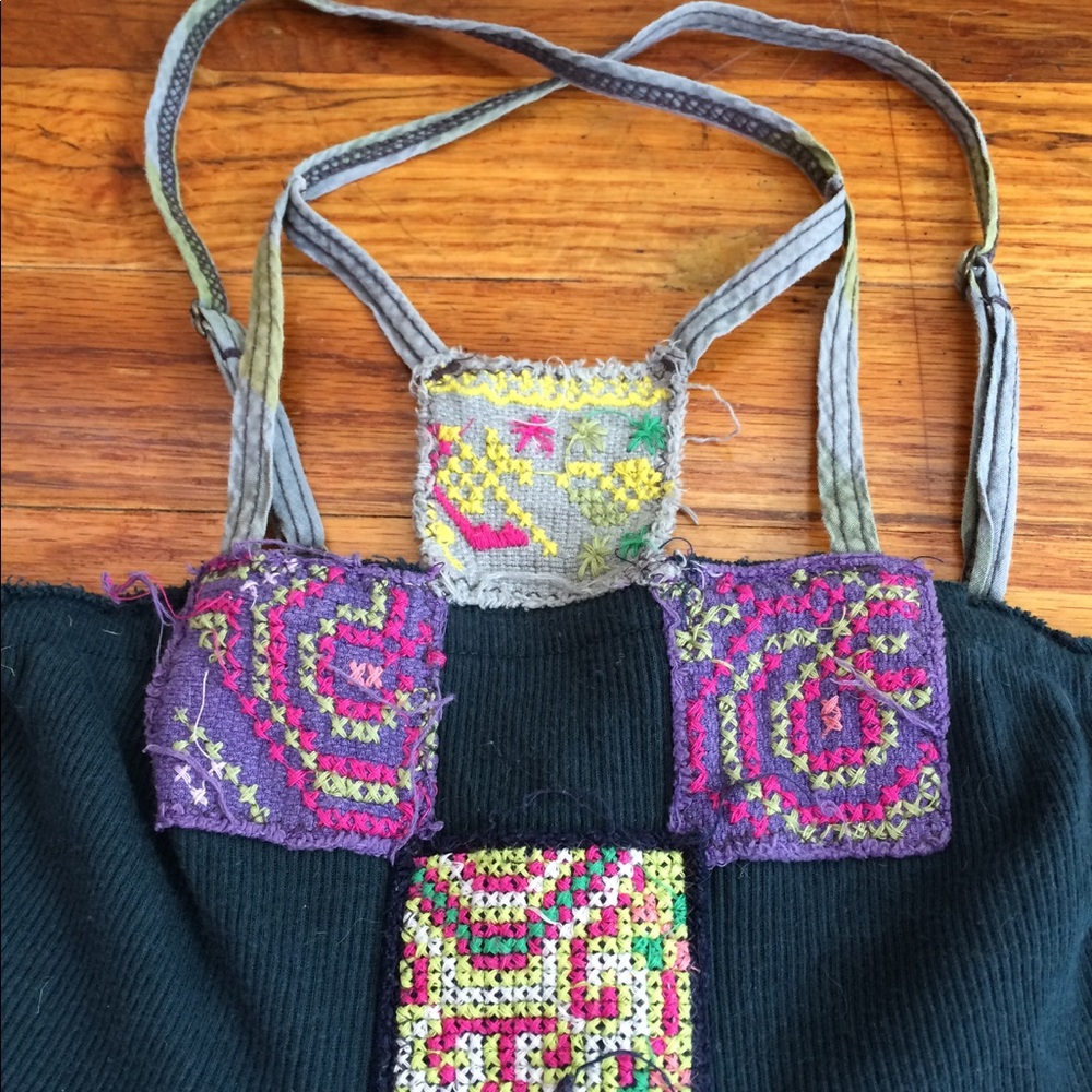 Free people embroidered patchwork tank