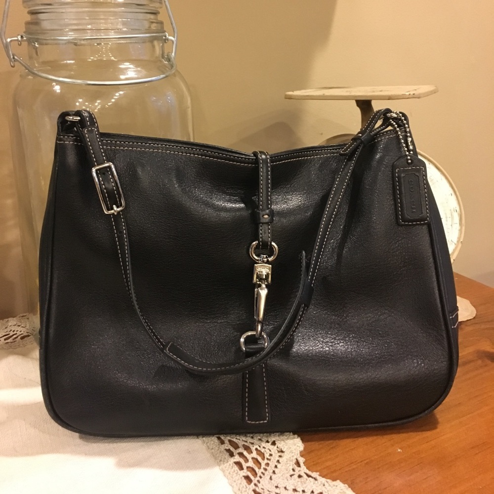 Small black leather Coach bag