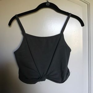 Blue/Grey cropped tank top with knot.