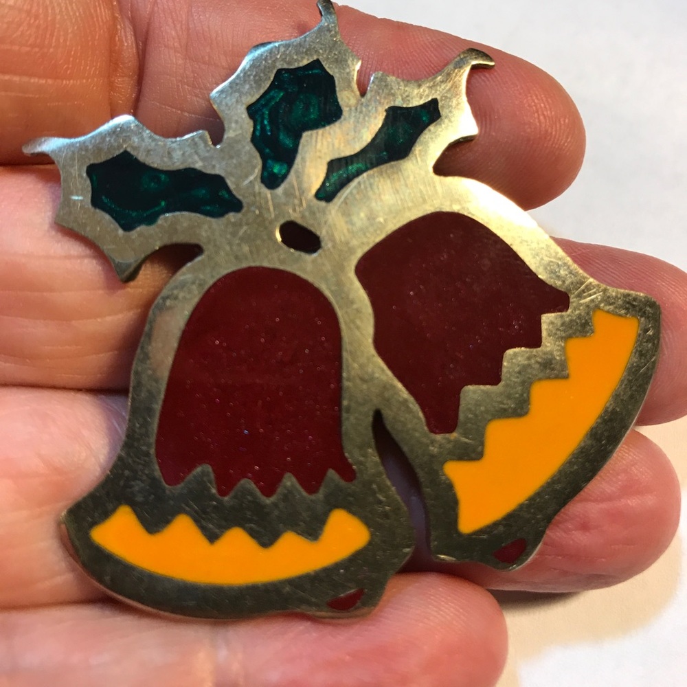 Enamel Holiday Bells Pin / Pendant