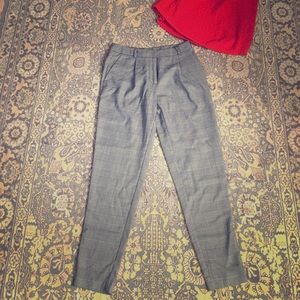 Black and white checkered slacks.