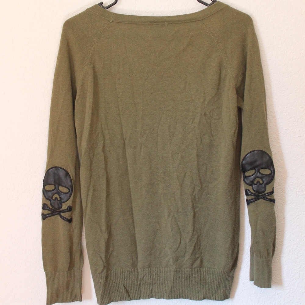 skull elbow patch cardigan