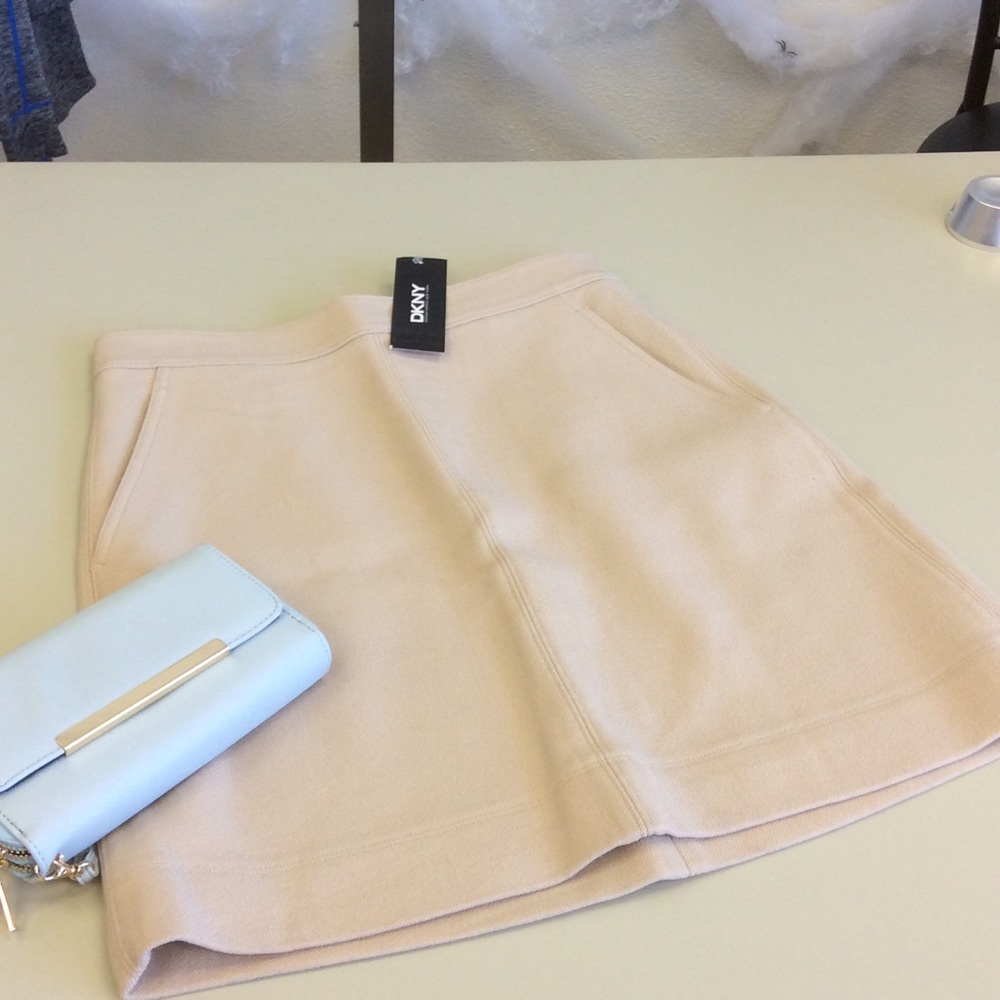 DKNY Cream Wool Pencil Skirt