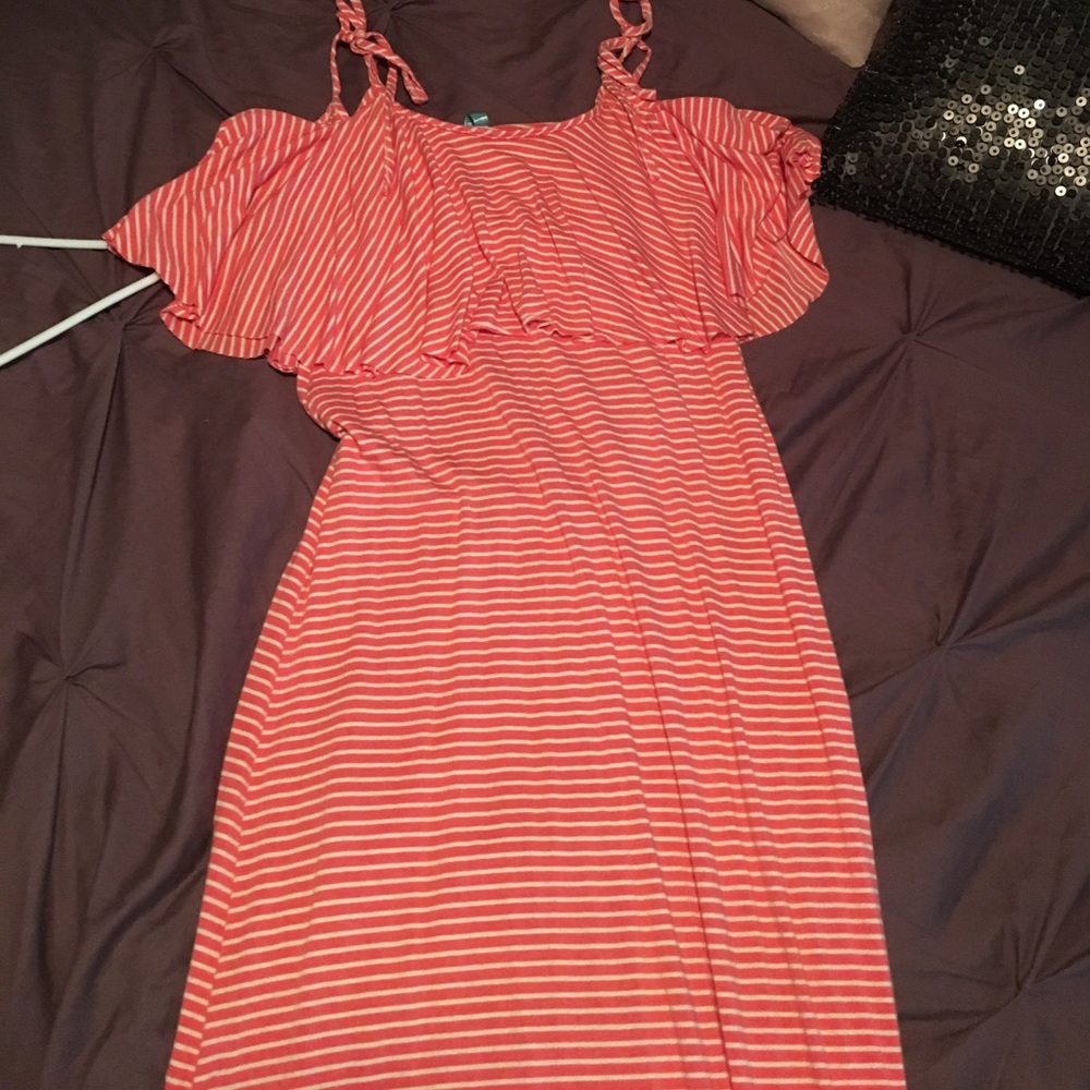 Orange and white maxi dress