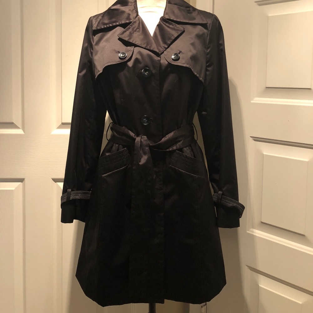Black trench coat.