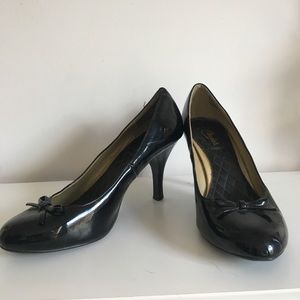 Black patent leather heels