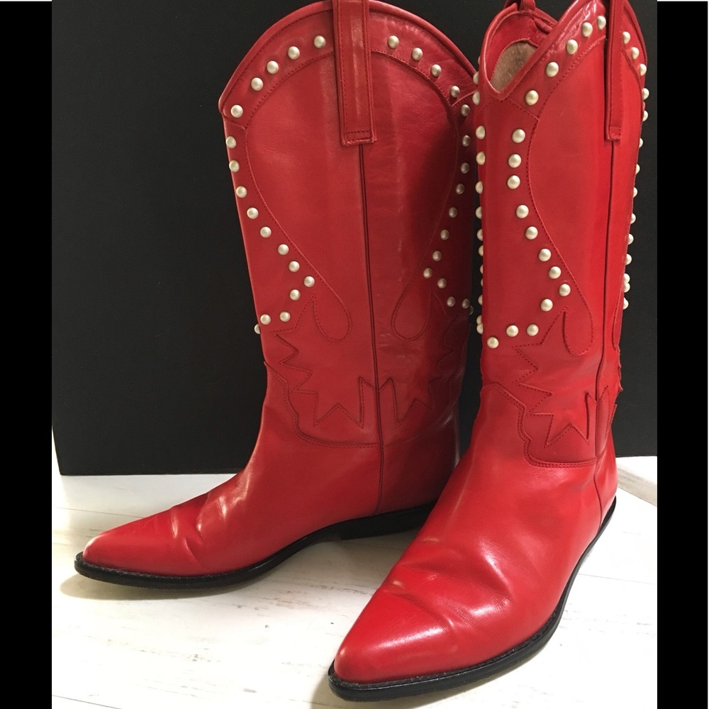 red leather boots