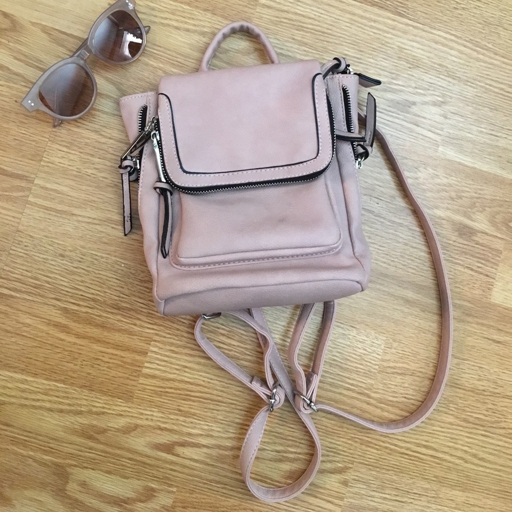 Baby Pink Vegan Leather Mini Backpack