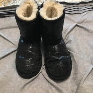 Girls size 1 black sequin Ugg boots