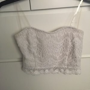 Strapless lace crop top