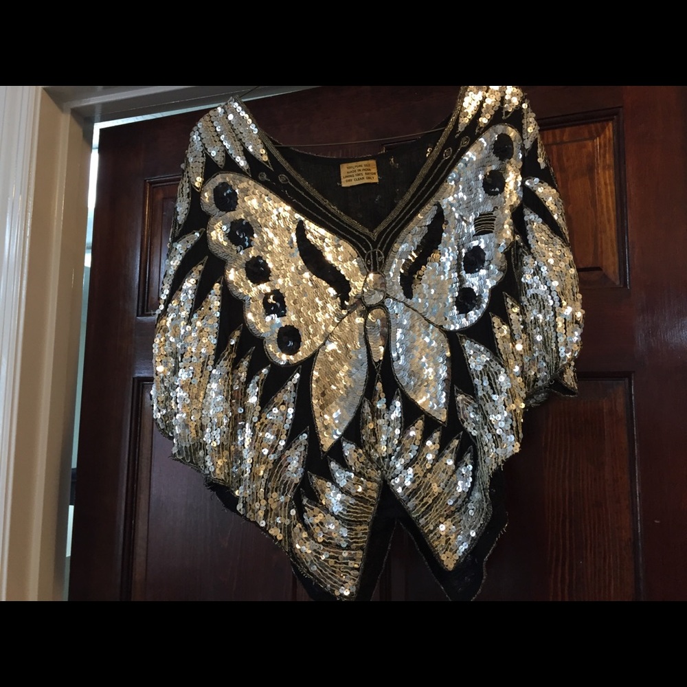 Vintage sequin and silk blouse size small/medium
