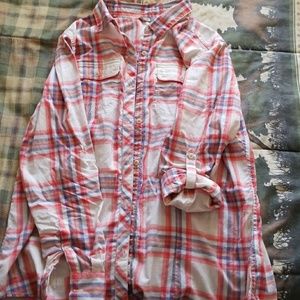 North face plaid button up shirt