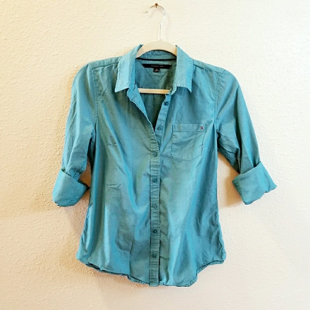 Turquoise button down