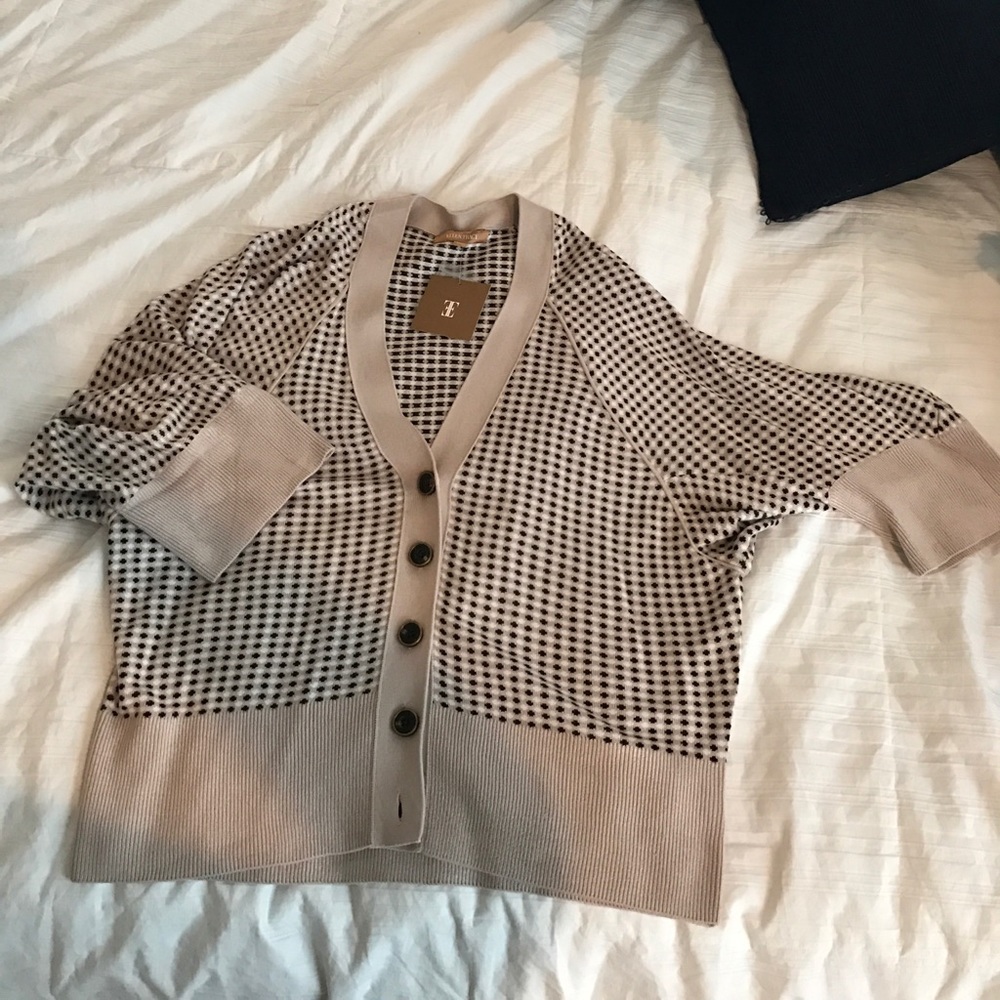 NWT Ellen Tracy Dolman Sleeve Dot Cardigan