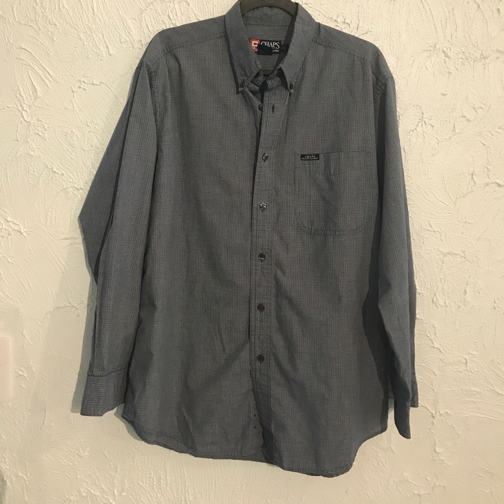 Chaps shirt L dress button down blue Ralph Lauren