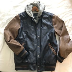 Obey Leather Varsity Jacket- medium