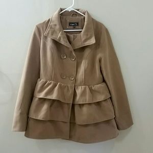 Rue 21 Beige Ruffle Coat