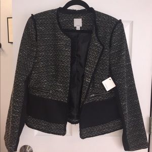 Halogen blazer NWT sz Large, Black/white tweed
