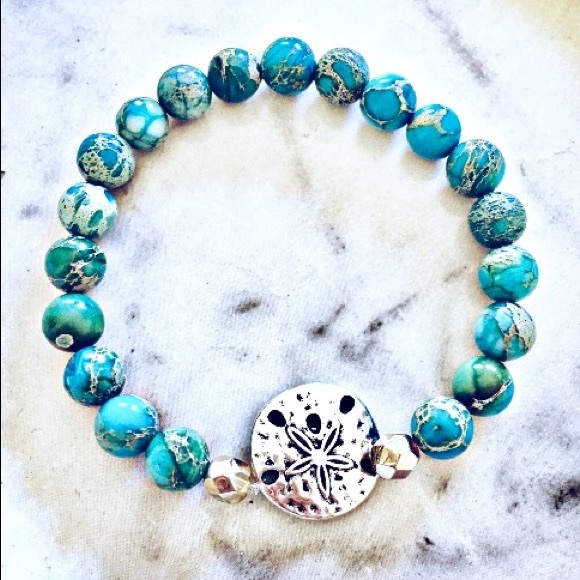 ❗️🚫SOLD❗️Chrysocolla Stones Sand Dollar Bracelet - Picture 3 of 4