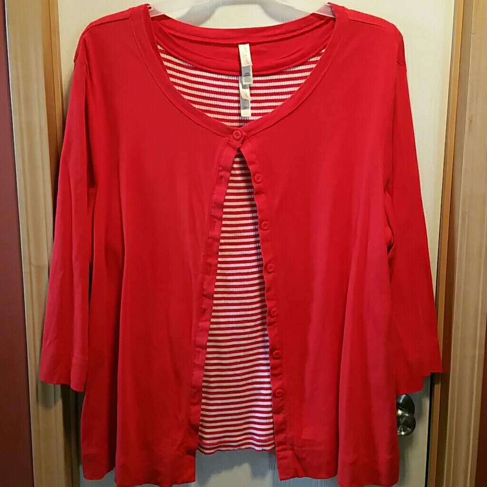 2 pc red & white top sz 3x