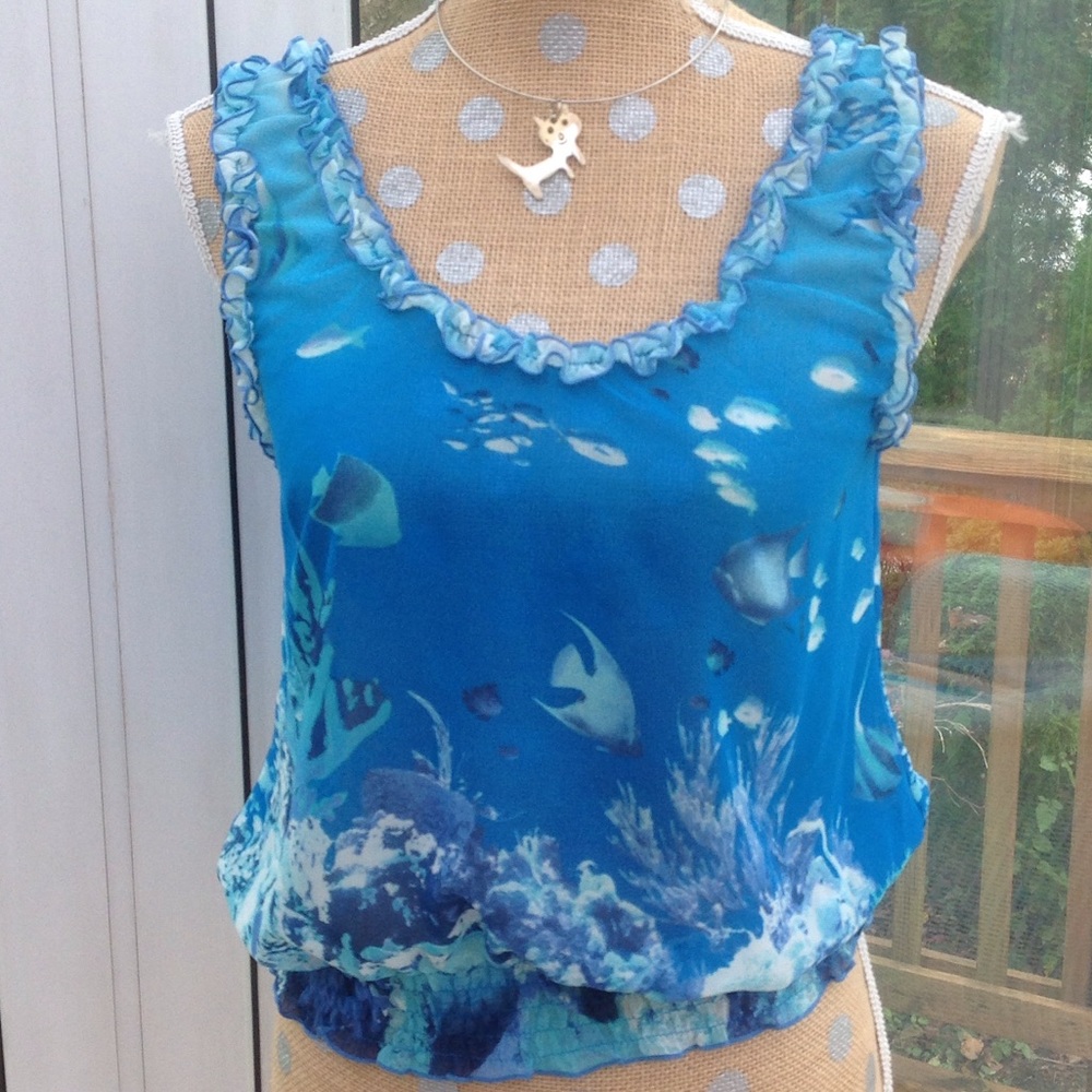 🐠Fish Ruffled Sheer Top 🐠