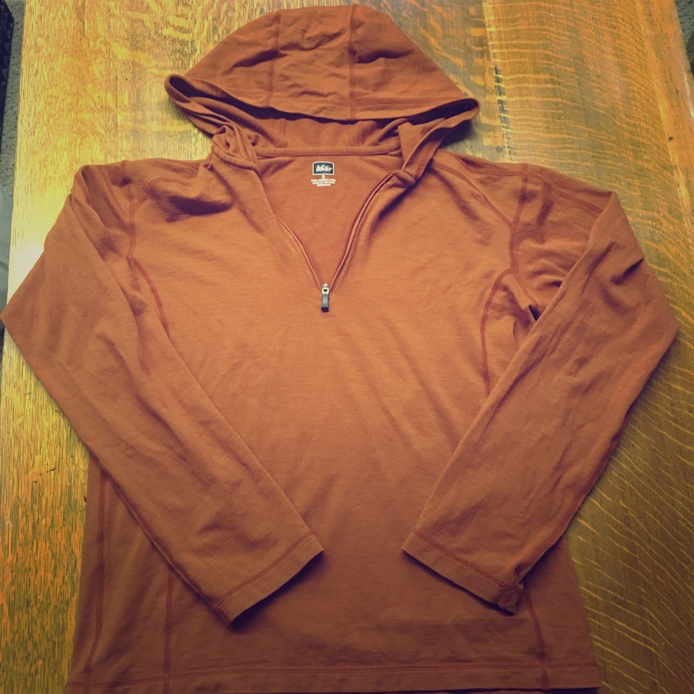 REI brand wool half zip hoodie