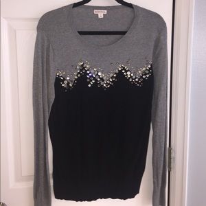 Merona jeweled sweater, sz Large, Black/grey