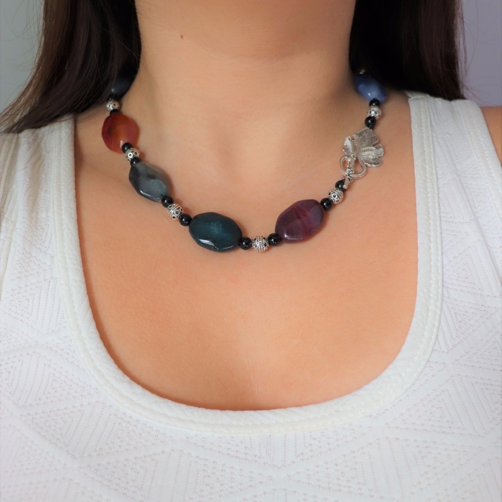 Colorful Agate Statement Necklace