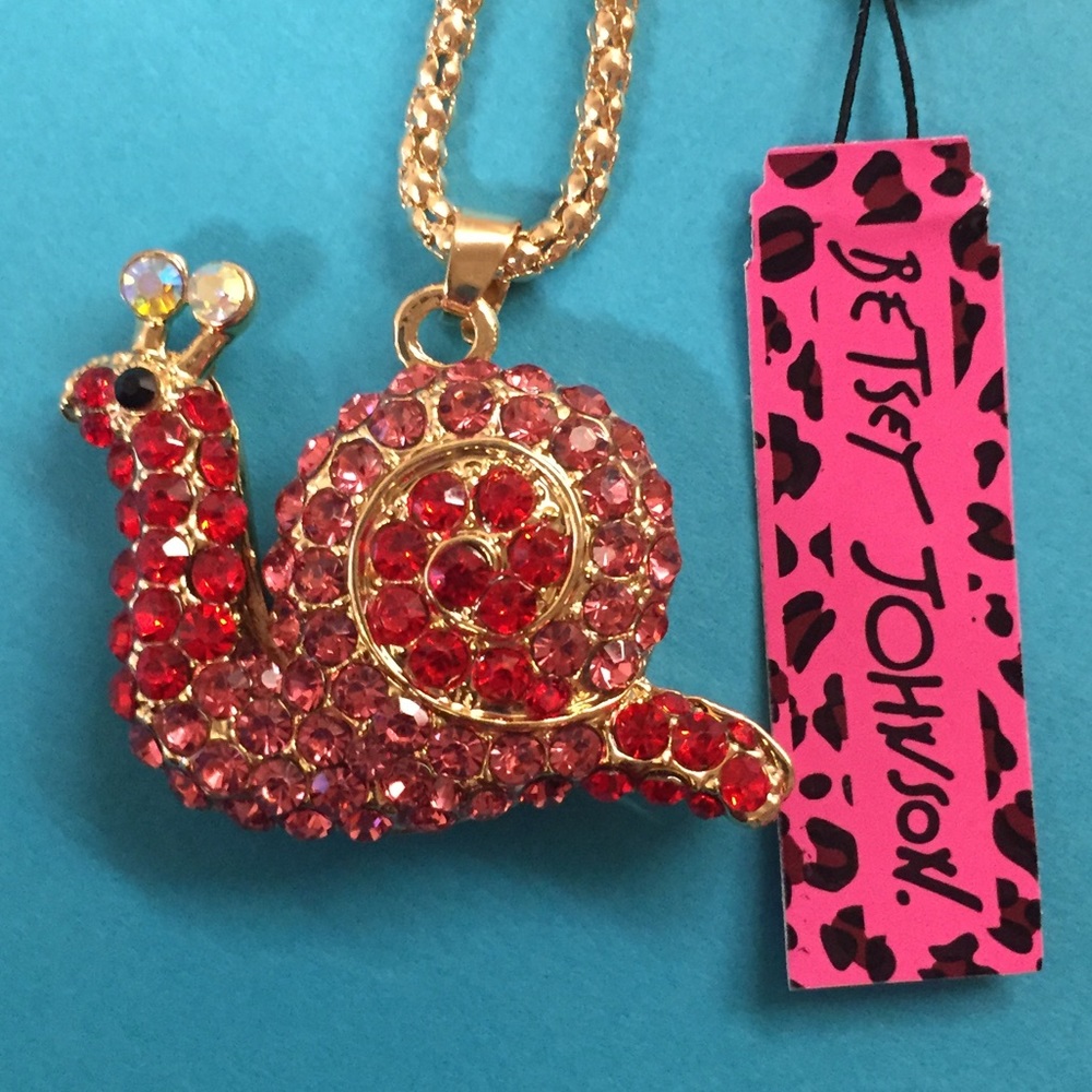 New Betsey Johnson cute snail rhinestone necklace