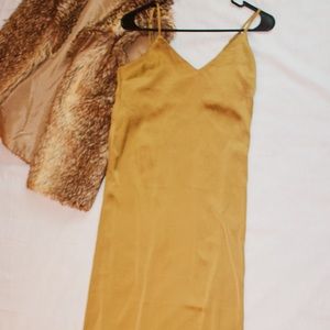Olive Gold Strappy Slip Dress