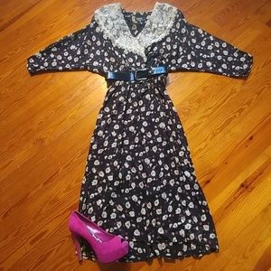 Vintage Dawn Joy fashions lace shawl collar dress