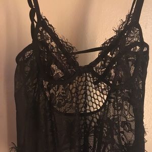 Lace mesh bodysuit.