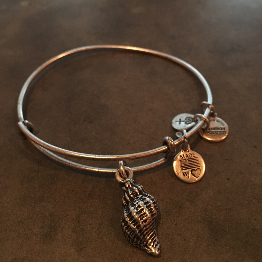 Silver Alex & Ani sea shell bracelet